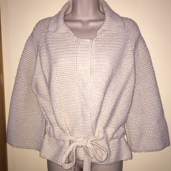 BOSTON DESIGN STUDIO crochet ivory 3/4 sl sweater - Picture 6 of 7